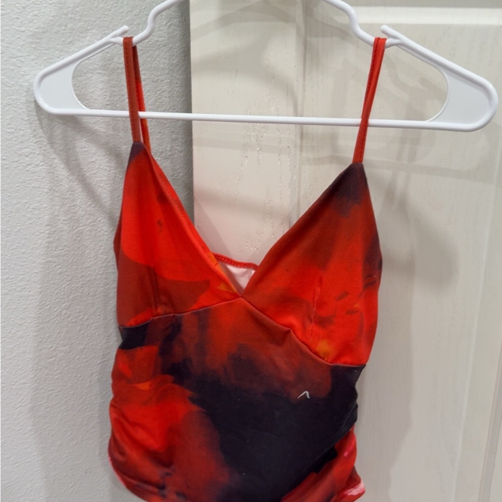 Elegant Red and Black Women's Top